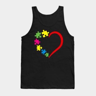 Love Ribbon Heart Puzzle Peace Autism Awareness Cute Tank Top